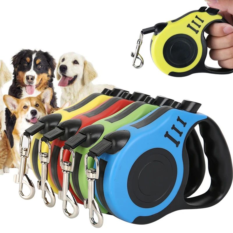 Trela retrátil para cães, 3m/5m, automática, flexível, cachorro, gato, corda de