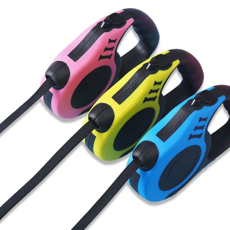 Trela retrátil para cães, 3m/5m, automática, flexível, cachorro, gato, corda de